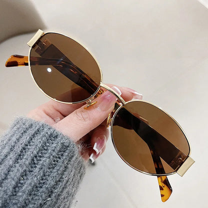Luxury Women Oval Metal Sunglasses