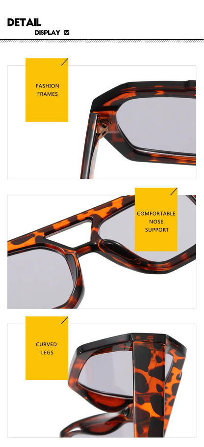 Double Bridges Chic Vintage Square Sunglasses