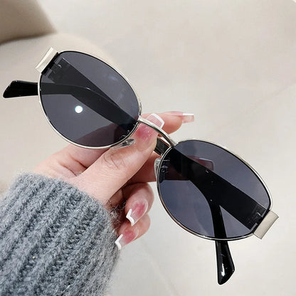 Luxury Women Oval Metal Sunglasses