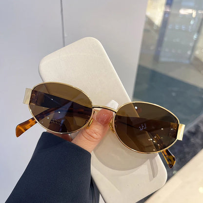 Luxury Women Oval Metal Sunglasses