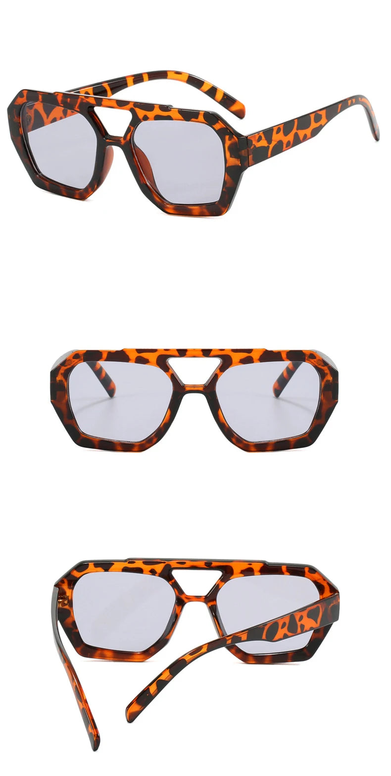 Double Bridges Chic Vintage Square Sunglasses