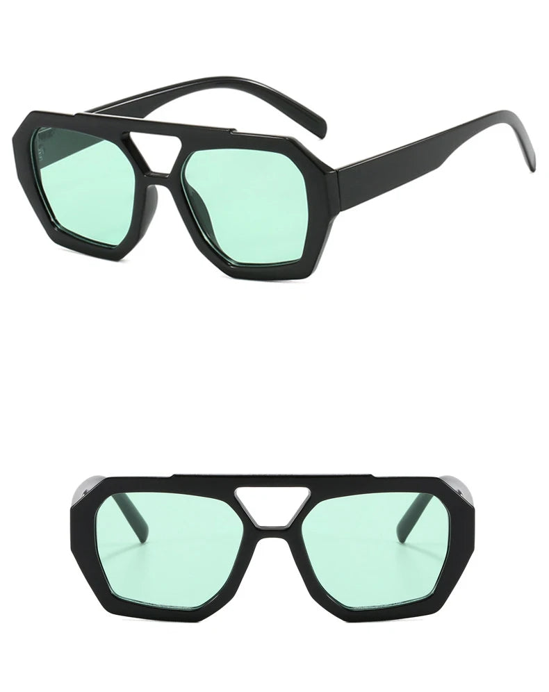 Double Bridges Chic Vintage Square Sunglasses