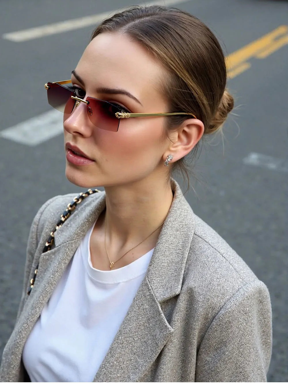 Women Luxe Rimless Sunglasses