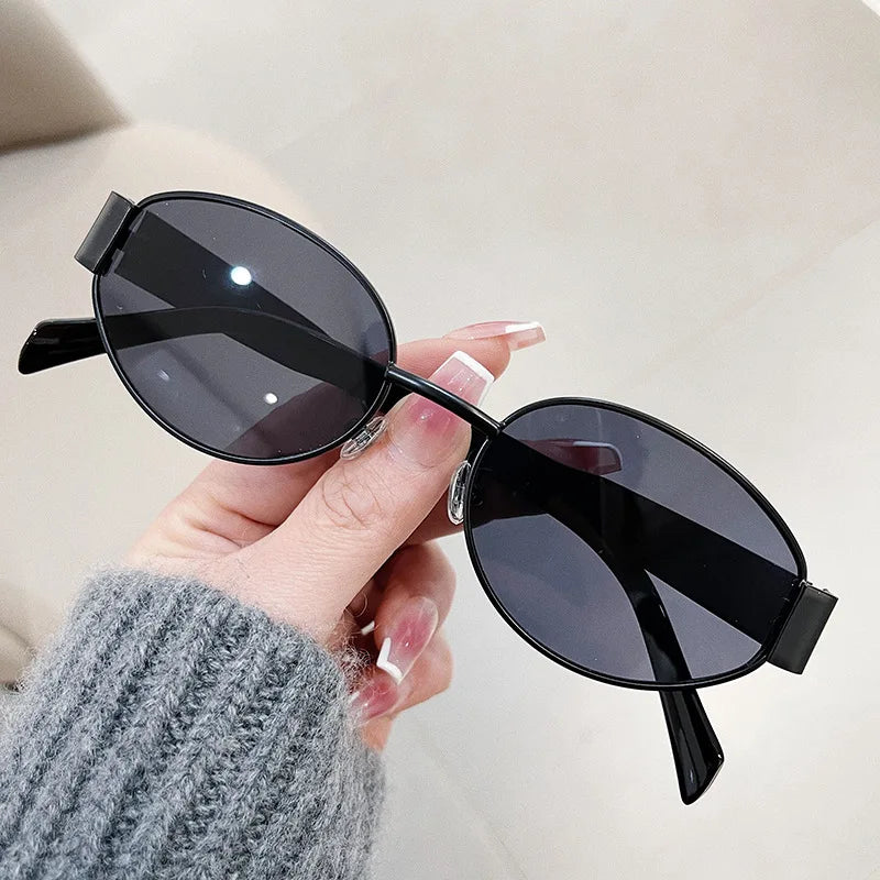 Luxury Women Oval Metal Sunglasses