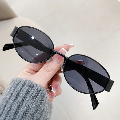 Luxury Women Oval Metal Sunglasses